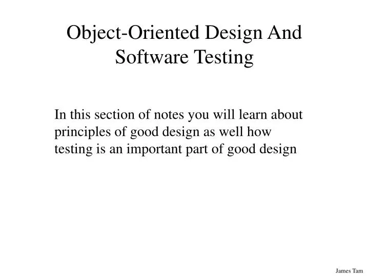 object oriented design and software testing
