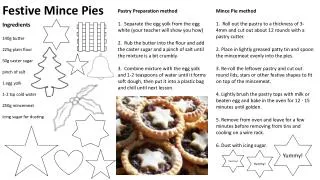 Ingredients 140g butter 225g plain flour 50g caster sugar pinch of salt 1 egg yolk