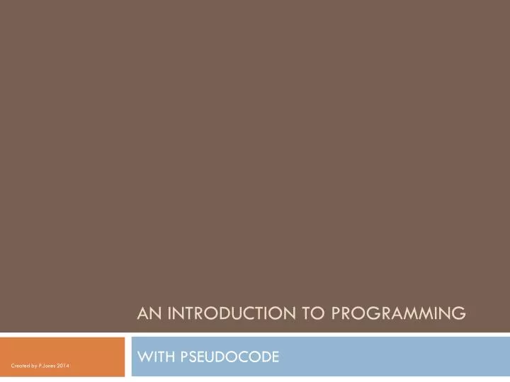 an introduction to programming