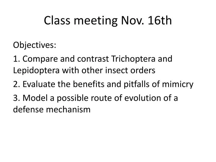 class meeting nov 16th