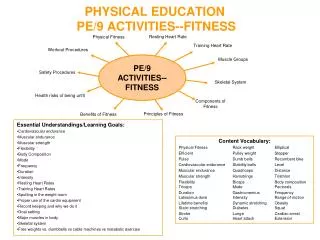 PHYSICAL EDUCATION PE/9 ACTIVITIES--FITNESS