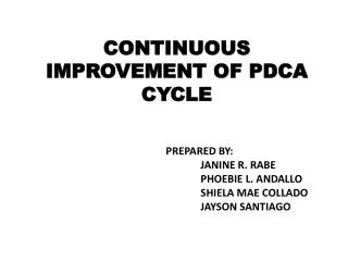 CONTINUOUS IMPROVEMENT OF PDCA CYCLE
