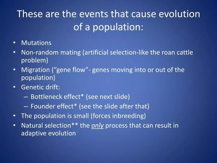 these are the events that cause evolution of a population