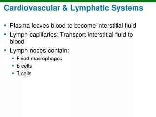 Cardiovascular &amp; Lymphatic Systems