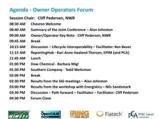 Agenda - Owner Operators Forum