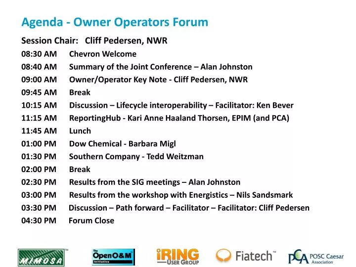 agenda owner operators forum