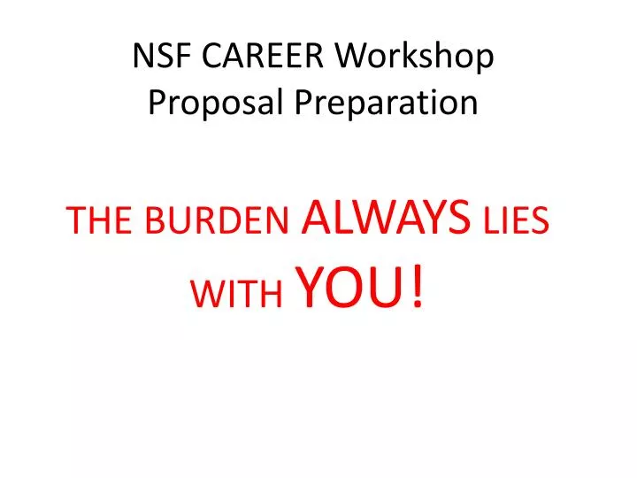 nsf career workshop proposal preparation