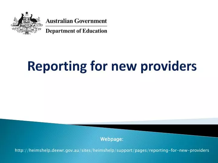 reporting for new providers