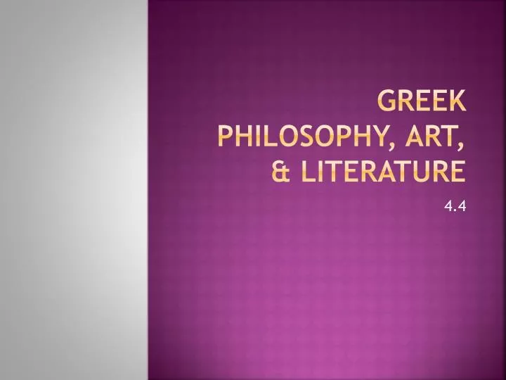greek philosophy art literature