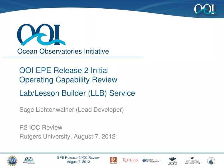 ooi epe release 2 initial operating capability review lab lesson builder llb service