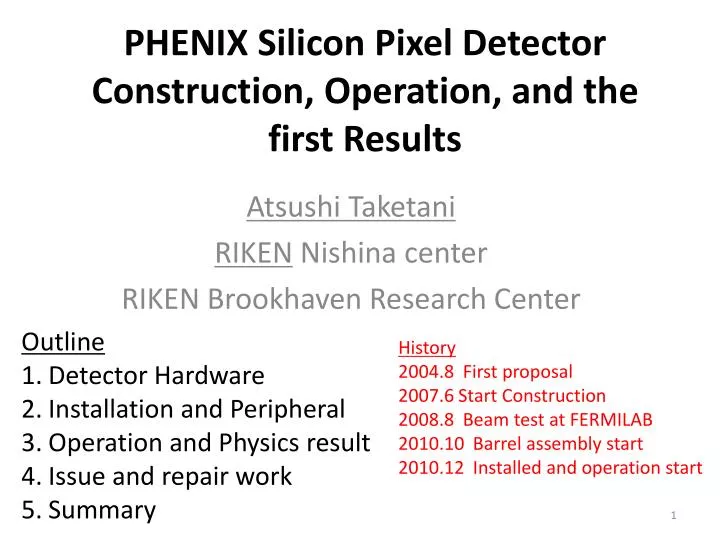 phenix silicon pixel detector construction operation and the first results