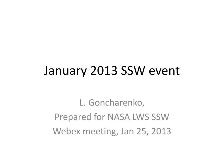 january 2013 ssw event