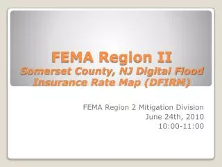 FEMA Region II Somerset County, NJ Digital Flood Insurance Rate Map (DFIRM)