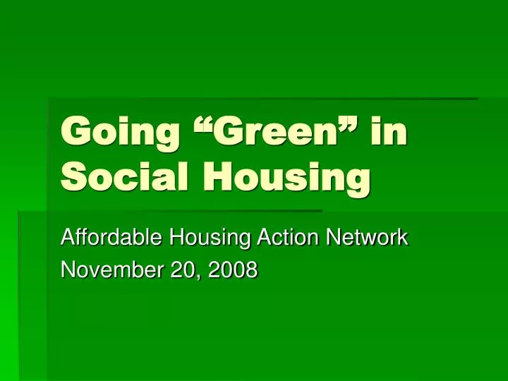 going green in social housing