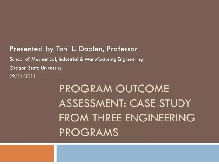 program outcome assessment case study from three engineering programs