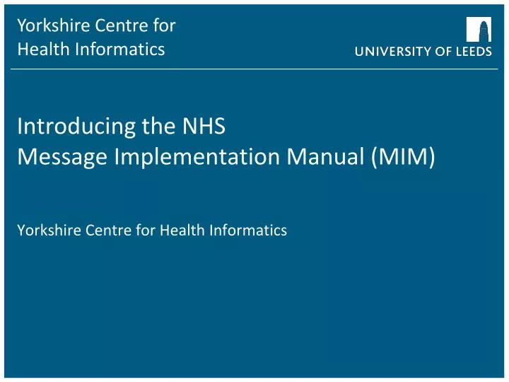 introducing the nhs message implementation manual mim