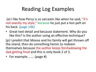 Reading Log Examples