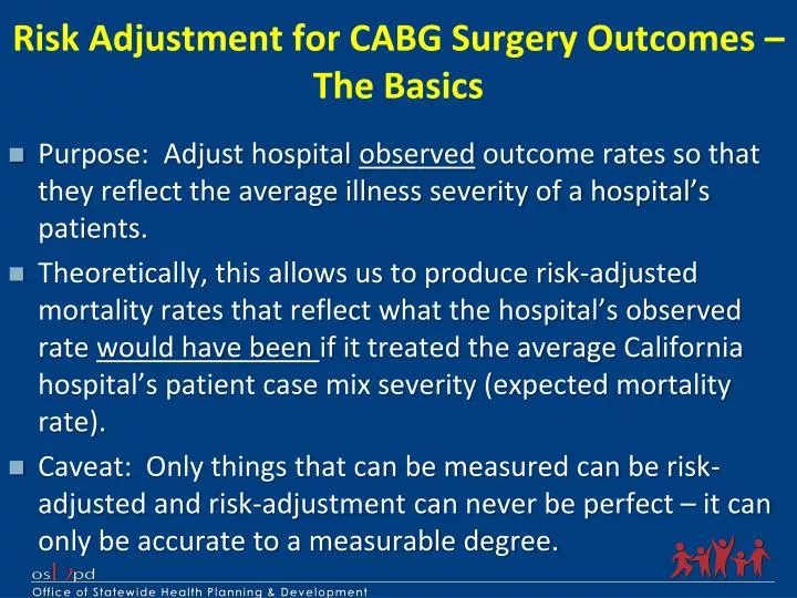 risk adjustment for cabg surgery outcomes the basics