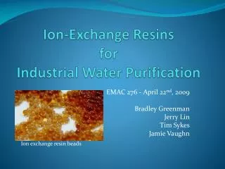 Ion-Exchange Resins for Industrial Water Purification