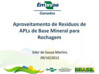 aproveitamento de res duos de apls de base mineral para rochagem