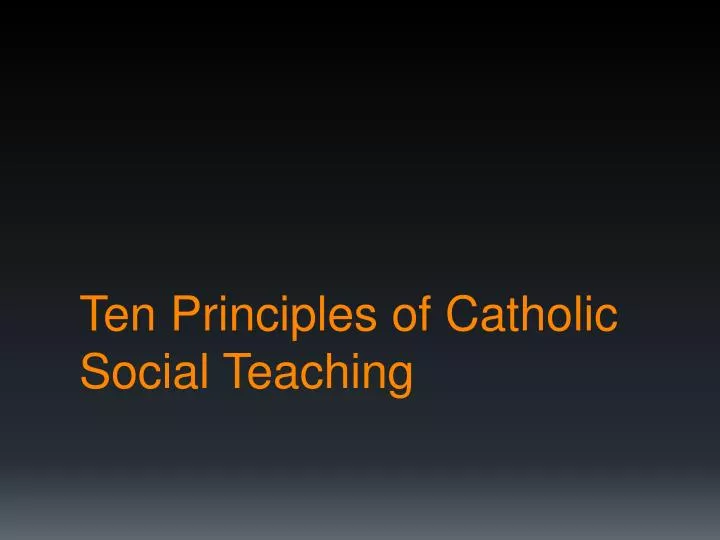 ten principles of catholic social teaching