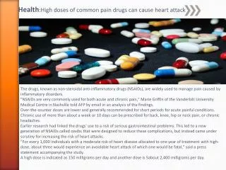 Health : High doses of common pain drugs can cause heart attack