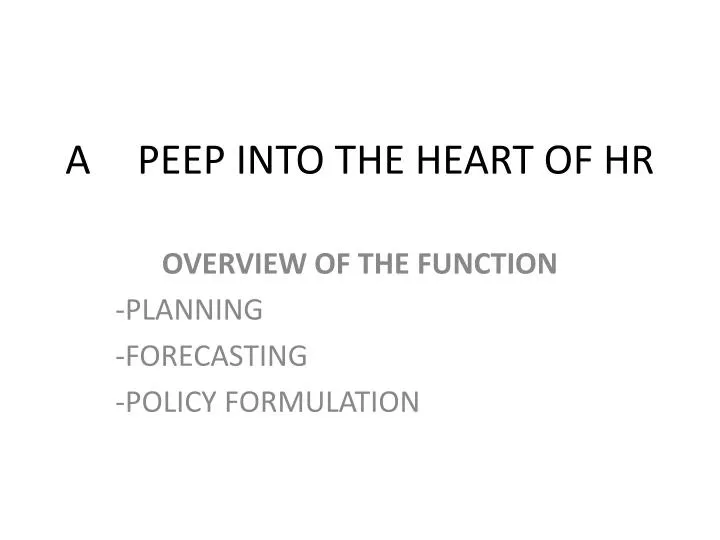 a peep into the heart of hr