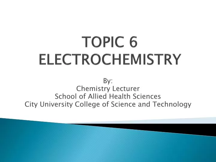 topic 6 electrochemistry