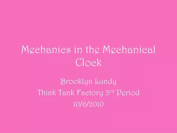mechanics in the mechanical clock