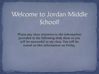 Welcome to Jordan Middle School!