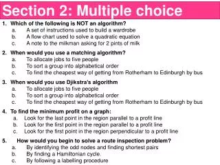 Which of the following is NOT an algorithm? A set of instructions used to build a wardrobe