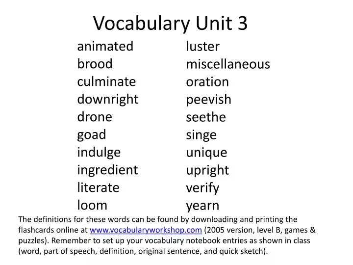 vocabulary unit 3