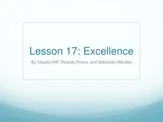 Lesson 17: Excellence
