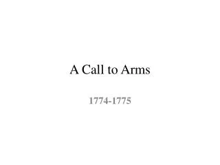 A Call to Arms