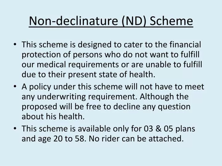 non declinature nd scheme