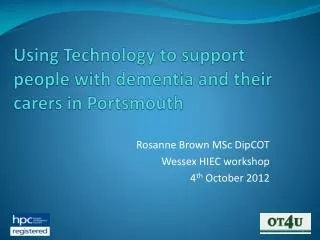 Using Technology to support people with dementia and their carers in Portsmouth