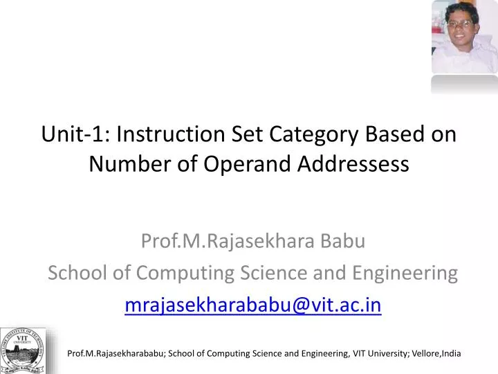 unit 1 instruction set category based on number of operand addressess