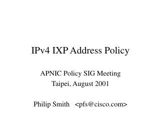 IPv4 IXP Address Policy