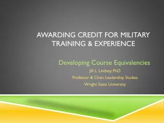 Awarding Credit for Military Training &amp; Experience