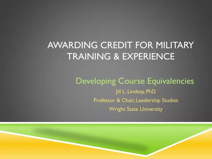 awarding credit for military training experience
