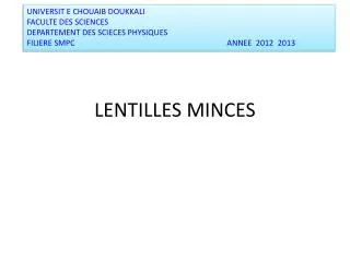 lentilles minces