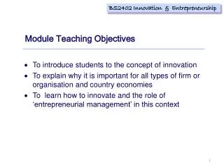 Module Teaching Objectives