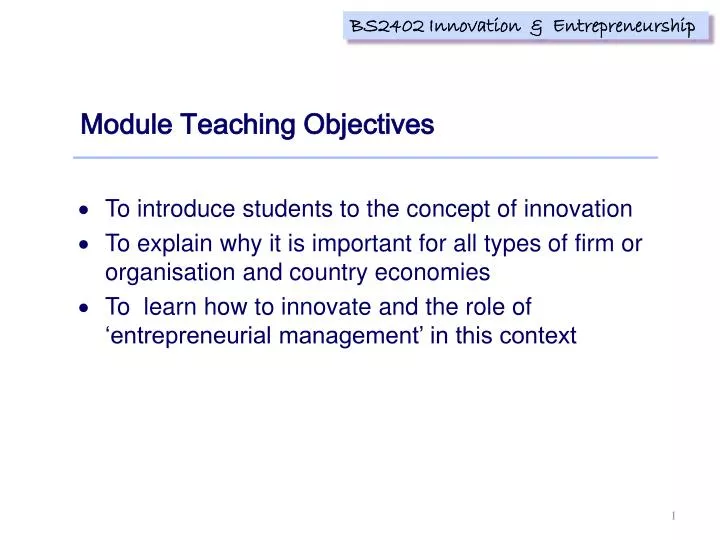 module teaching objectives