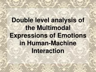 Double level analysis of the Multimodal Expressions of Emotions in Human-Machine Interaction