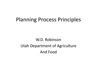 Planning Process Principles
