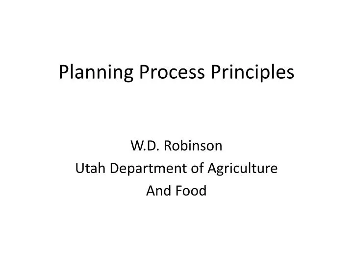 planning process principles