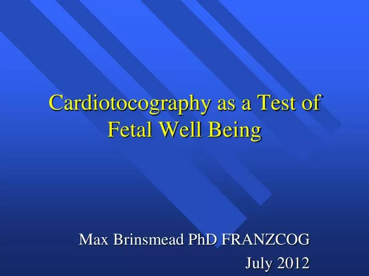 cardiotocography as a test of fetal well being