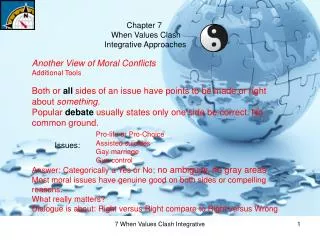 Chapter 7 When Values Clash Integrative Approaches