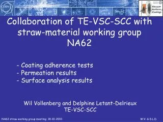 Collaboration of TE-VSC-SCC with straw-material working group NA62