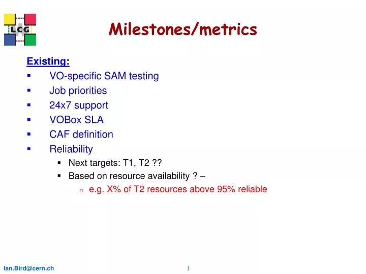 milestones metrics